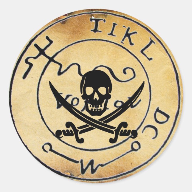 STICKER ROND ANTIQUE TALISMAN / PIRATES CARTE DU TRÉSOR (Devant)
