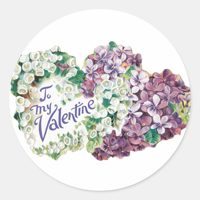 Sticker Rond Antique Valentine Bouquet Coeur (Devant)