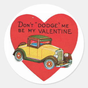 Sticker Rond Antique Valentine Car Heart