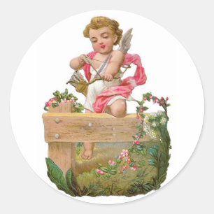 Sticker Rond Antique Valentine Cupid
