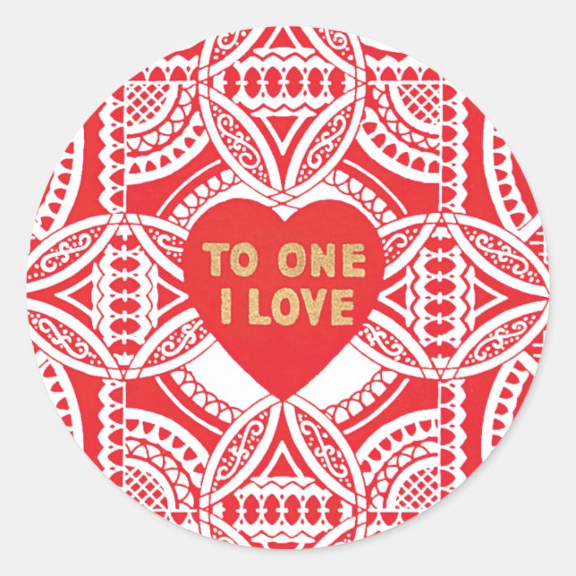 Sticker Rond Antique Valentine Heart (Devant)