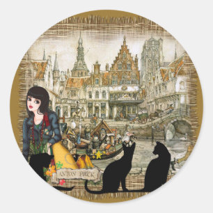 Sticker Rond Anton Pieck - Canaux