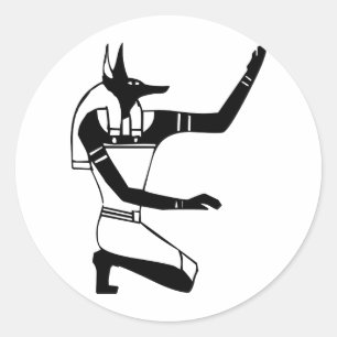 Sticker Rond Anubis, hiéroglyphe égyptien