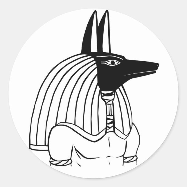 Sticker Rond Anubis noir et blanc (Devant)