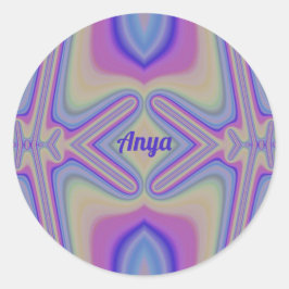 Sticker Rond ANYA~ Joli Pastel Shades Fractal ~ Personnalisé