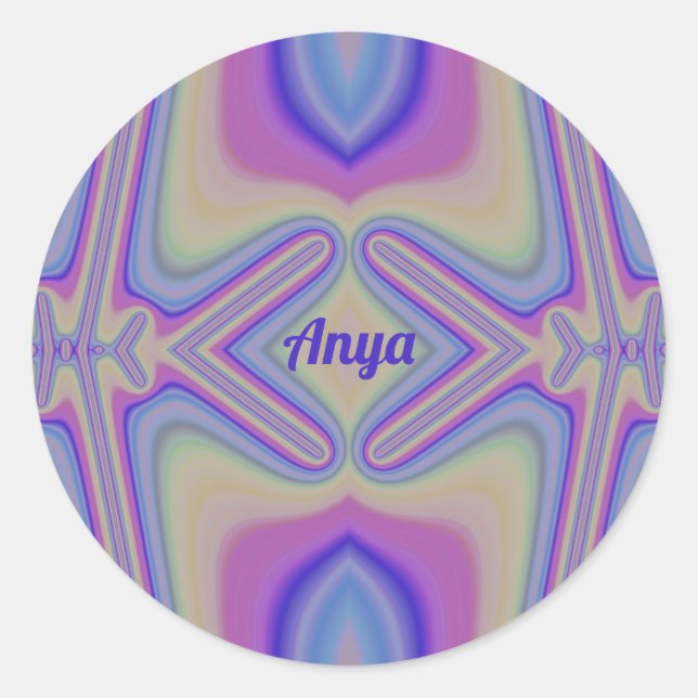 Sticker Rond ANYA~ Joli Pastel Shades Fractal ~ Personnalisé (Devant)