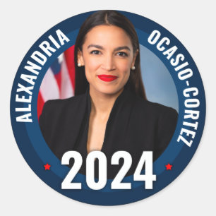 Sticker Rond AOC - Alexandria Ocasio-Cortez 2024