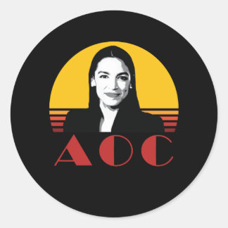 Sticker Rond AOC Alexandria Ocasio-Cortez Retro Vintage