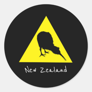 Sticker Rond Aotearoa & Kiwi Bird, Nocturne Nouvelle-Zélande Vo