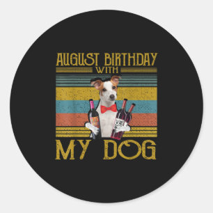 Sticker Rond Août Anniversaire Avec Mon Jack Russell Chien 2020