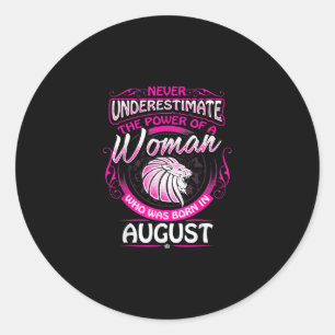 Sticker Rond Août Anniversaire Cadeau Femme Leo Zodiac Astrolog