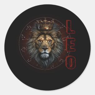 Sticker Rond Août Anniversaire Leo Lion Pride Graphisme Zodiac 