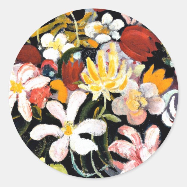 Sticker Rond Août Macke peinture, Tapis de fleurs (Devant)