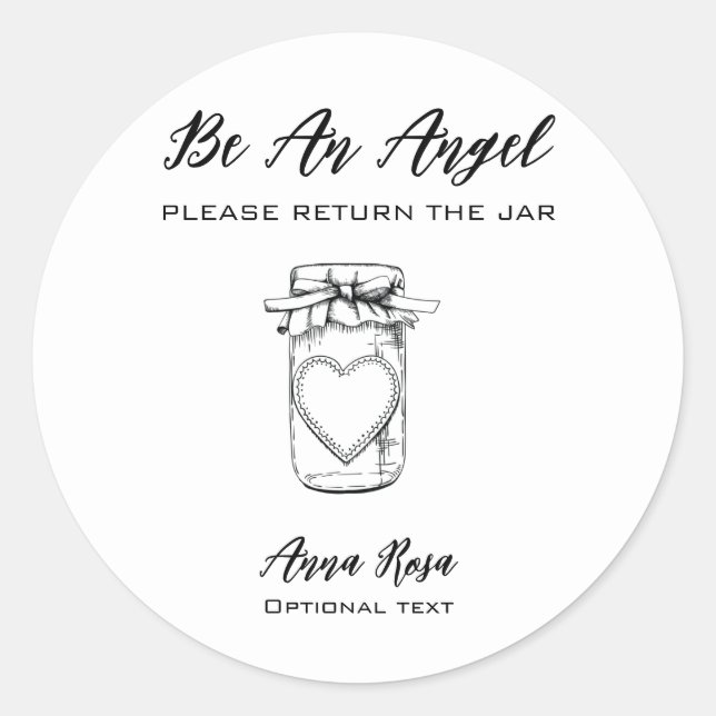 Sticker Rond *~* AP30 Coeur Ruban retour pot Canning Mason (Devant)