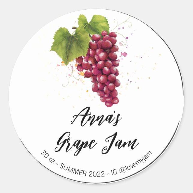 Sticker Rond *~* AP30 GRAPE Conserve de confiture de gelée mais (Devant)