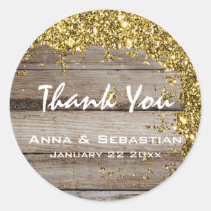 Sticker Rond *~* AP49 Parties scintillant en bois vieilli en ét