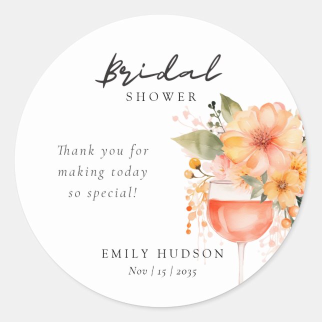 Sticker Rond Aperol Spritz Floral Réception de Mariage (Devant)
