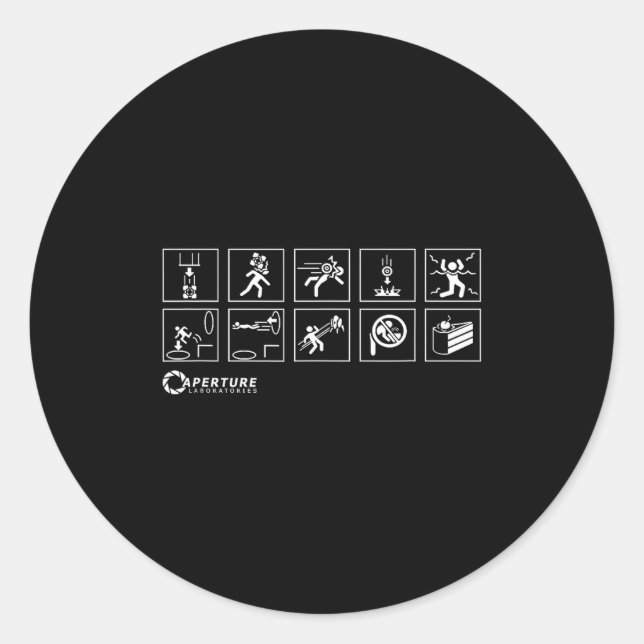 Sticker Rond Aperture Labs Jump Into The Rtal For Science Funny (Devant)