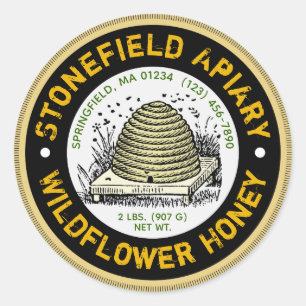Sticker Rond Apière de la ruche Nom clair ambre chevalets de ja