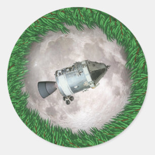 Sticker Rond Apollo mission de lune de 8 réveillons de Noël