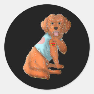 Sticker Rond Apoo I Loo Maman Tattoo Chien Chemise Fantastique