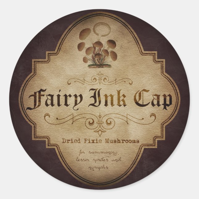 Sticker Rond Apothecaire Casquette d'encre fée (Devant)