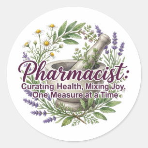 Sticker Rond Apothicaire Botanique De Santé De Pharmacien
