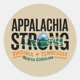 Sticker Rond Appalachia Strong Mountain Outdoors Randonnée NC