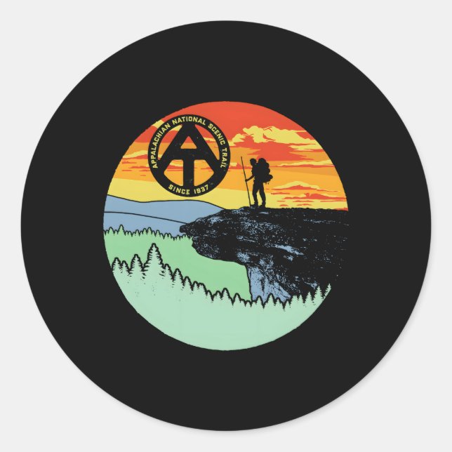 Sticker Rond Appalachian Trail Hiker Mcafee'S Knob Randonnée (Devant)