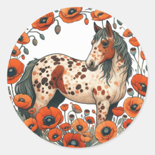 Sticker Rond Appaloosa Horse Poppy Appy Hors