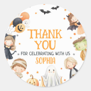 Sticker Rond Appel à tous les monstres Halloween Anniversaire