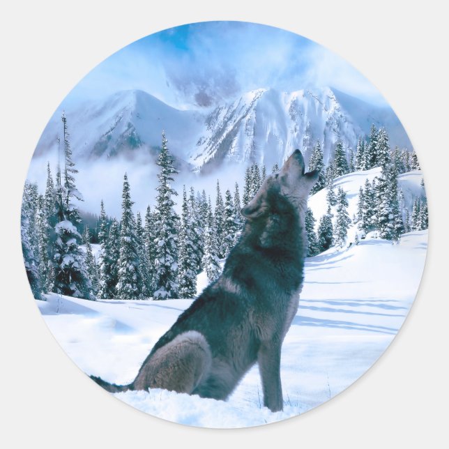 Sticker Rond Appel de loup (Devant)