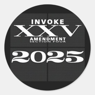 Sticker Rond Appel du 25e amendement 2025 [wht Txt]