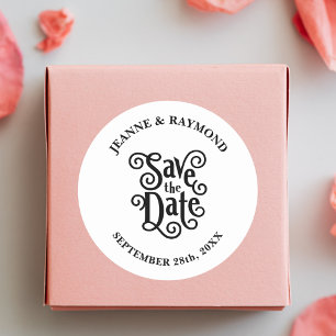 Sticker Rond Appel Romantique Calligraphié pour Mariage, Épargn