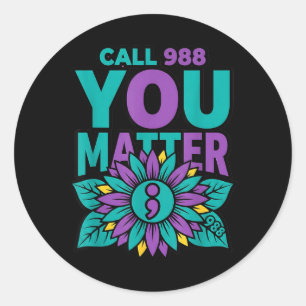 Sticker Rond Appelez 988 Prévention - Vous comptez