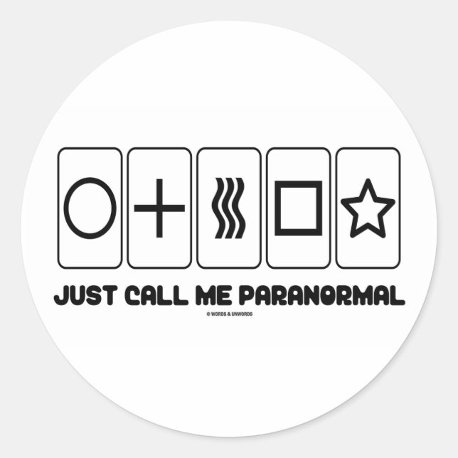 Sticker Rond Appelez-Moi Paranormal (Cartes Zener) (Devant)