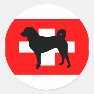 Sticker Rond Appenzeller Sennenhund silo drapeau suisse.png