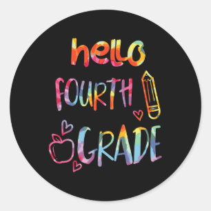 Sticker Rond Apple Bonjour 4e année Première journée de l'école
