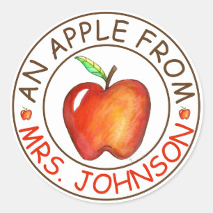 Sticker Rond Apple De L'Enseignant Récompense Personnalisée Étu