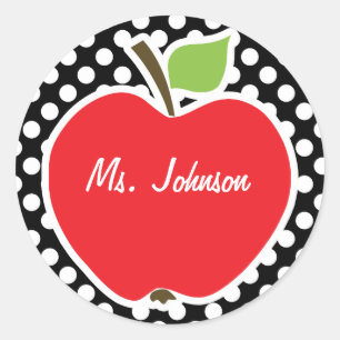 Sticker Rond Apple sur les Pois noirs et blancs