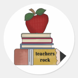 Sticker Rond Apple Teachers Rock Tshirts et cadeaux