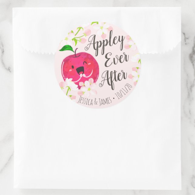 Sticker Rond Appley Ever After - Apple Pun (Sac)