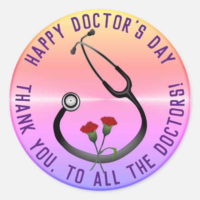 Sticker Rond Appréciation Docteur Day Stethoscope (Devant)