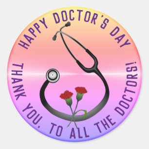 Sticker Rond Appréciation Docteur Day Stethoscope