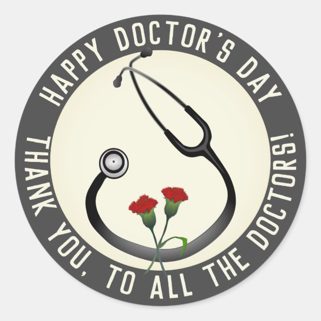 Sticker Rond Appréciation Docteur Day Stethoscope (Devant)