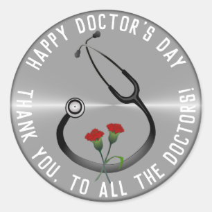 Sticker Rond Appréciation Docteur Day Stethoscope