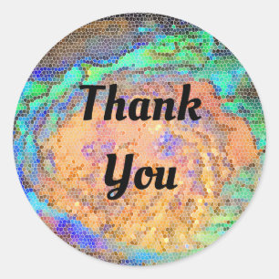 Sticker Rond Appréciation du Motif cosmique en Merci mosaïque