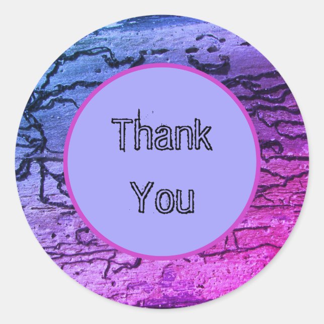 Sticker Rond Appréciation Neon bleu rose Abstrait Merci (Devant)