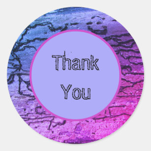 Sticker Rond Appréciation Neon bleu rose Abstrait Merci