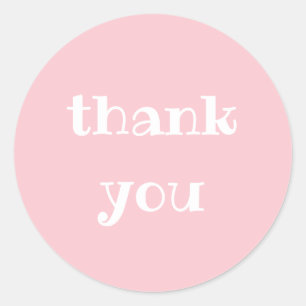 Sticker Rond Appréciation simple Merci rose et blanc rond